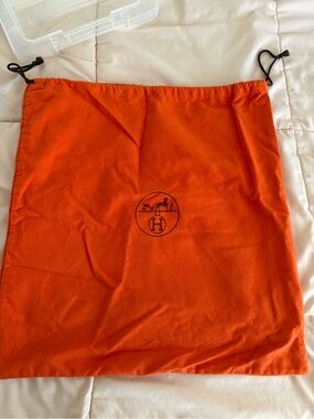 Hermès Orange Drawstring Dust Bag 16” x 16.5”